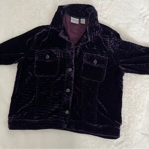 Chicos purple velvet button up light jacket vintage Size 0